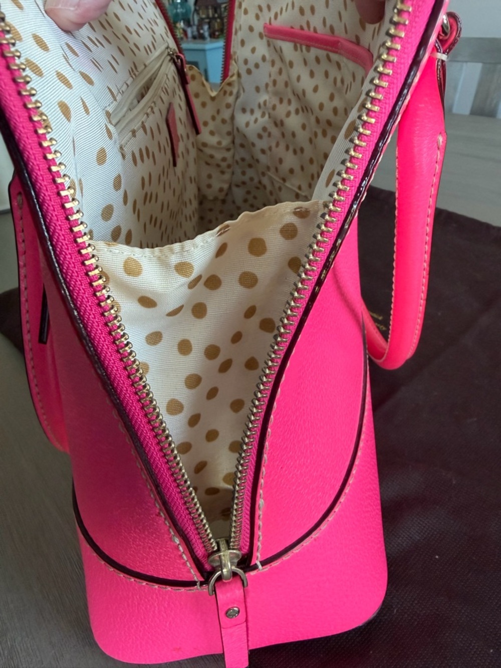 Kate Spade hot pink leather tote bag purse - Picture 10 of 16